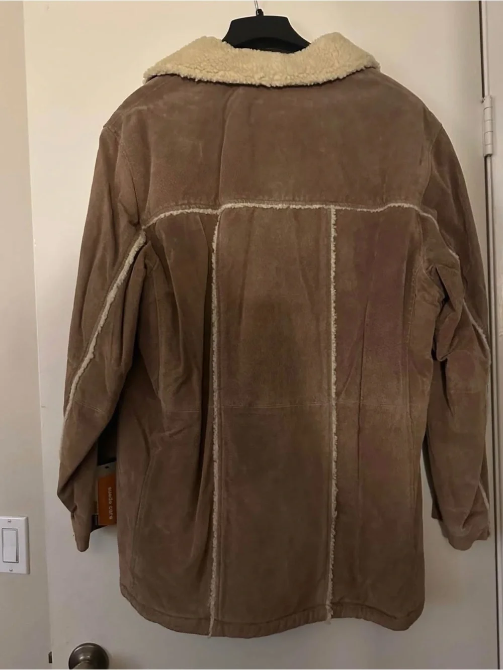 Wilsons Leather Tan Brown Suede Shearling Coat